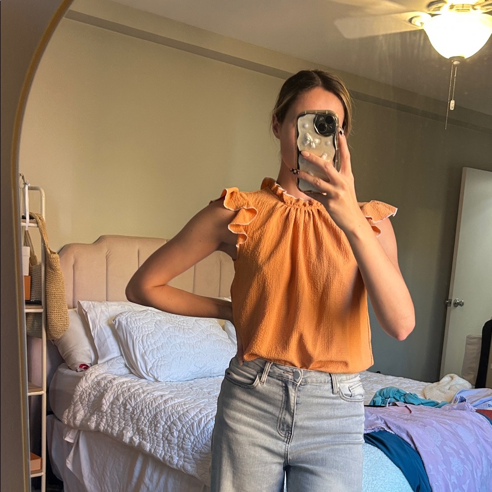 Amazon Women's Ruffled Blouse - Orange